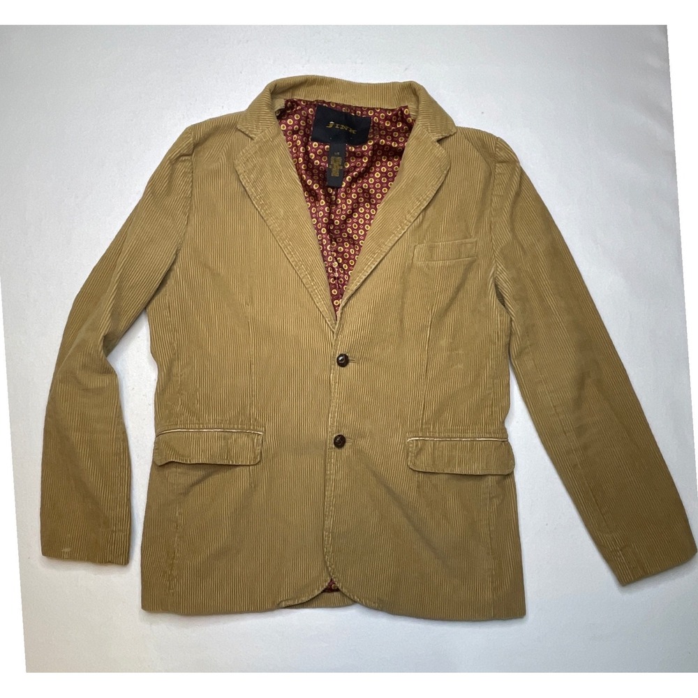 Fink Mens Blazer Vintage Corduroy Two Button Sport Coat Large Tan